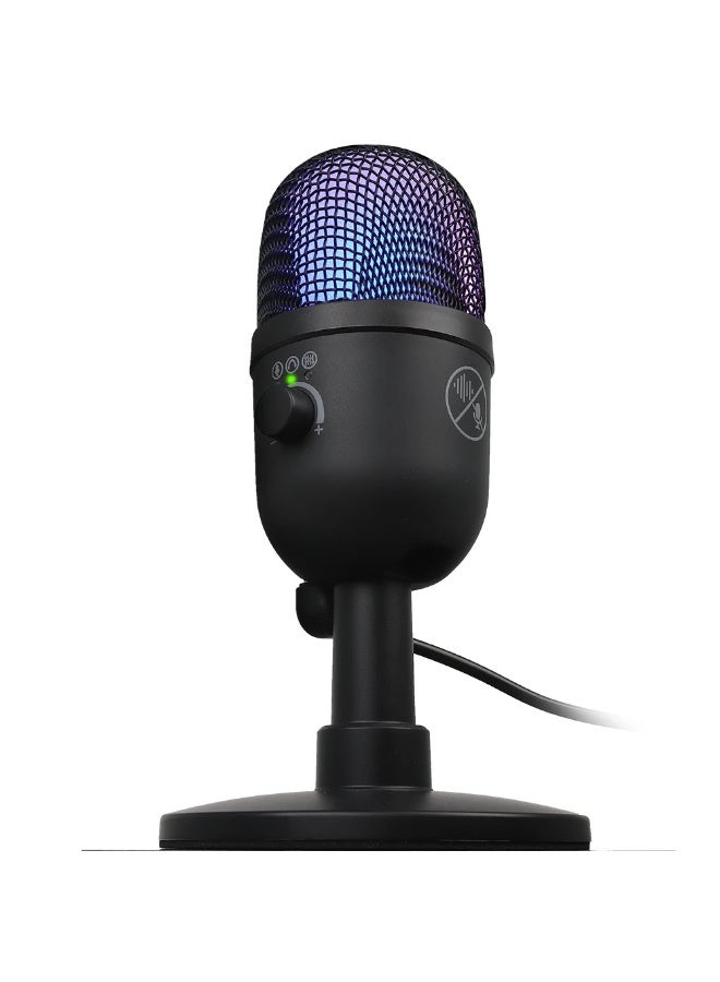 ميكروفون مكثف ألعاب USB RGB من ZFSZ للكمبيوتر المكتبي، البث المباشر، يوتيوب، ديسكورد - مع كتم صوت بلمسة واحدة، مقبض تحكم في الكسب، وحامل مضاد للاهتزاز - Image 1