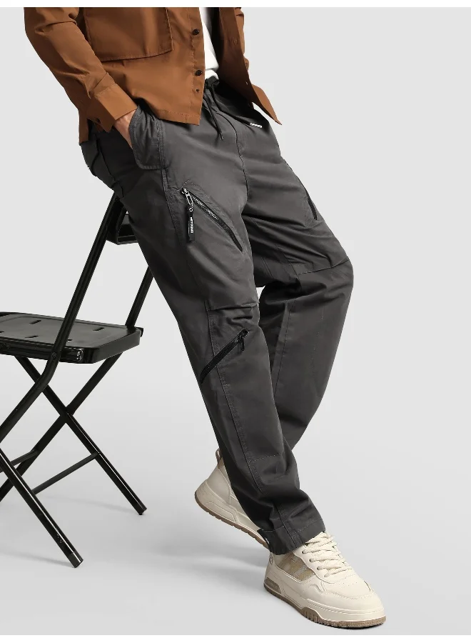 Beyoung Grey 4 Pocket Utility Zipper Cargo Pants