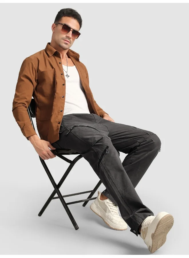 Beyoung Grey 4 Pocket Utility Zipper Cargo Pants