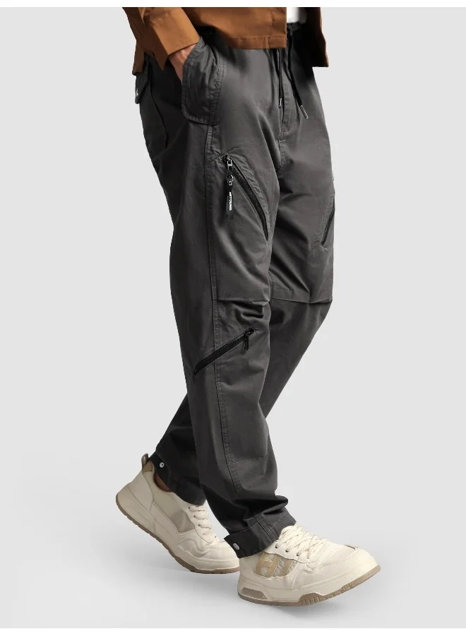Beyoung Grey 4 Pocket Utility Zipper Cargo Pants