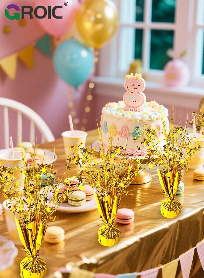 GROIC 12 Pack Metallic Foil Spray Centerpiece Star Table Decoration Burst Table Centerpieces for Birthday Wedding Anniversary Graduation Holiday Party Supplies Decor, Gold - Image 2