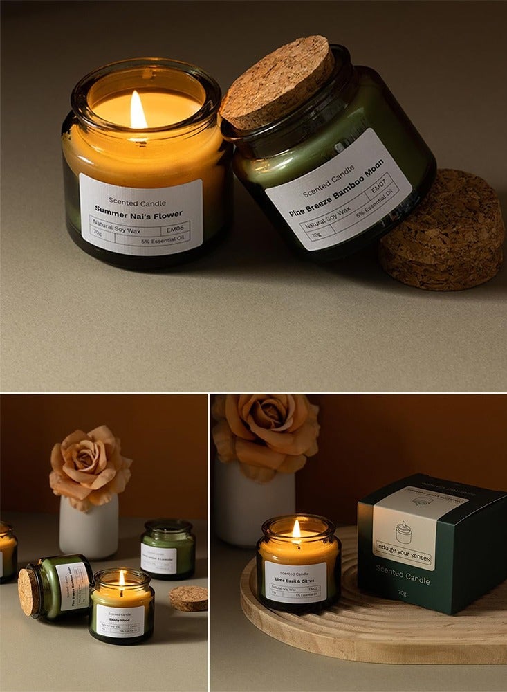 كاندل شموع معطرة، شموع عطرية قوية تدوم طويلاً، مجموعة هدايا من الشموع، شمعة الصويا للاستخدام المنزلي، المنتجعات الصحية، الاستحمام، اليوغا، السفر، مدة احتراق تصل إلى ١٢ ساعة، تخفيف التوتر، ٧٠ غرام (العرعر الفرنسي والخزامى) - Image 4