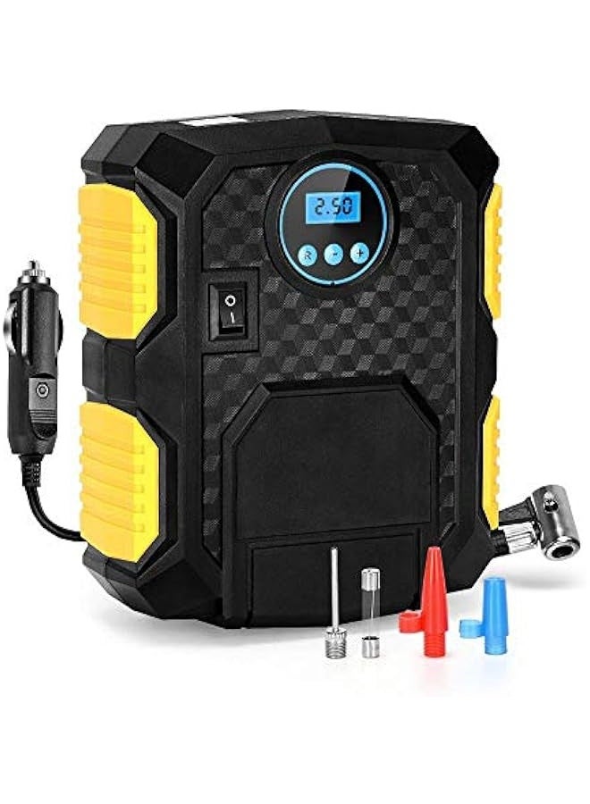 ضاغط هواء رقمي للإطارات 12 فولت DC، مضخة هواء محمولة لإطارات السيارات، مضخة إطارات آلية مع ضوء LED، مقياس ضغط رقمي للسيارة، SUV، دراجة نارية، كرة رياضية، YY-3609 - Image 1
