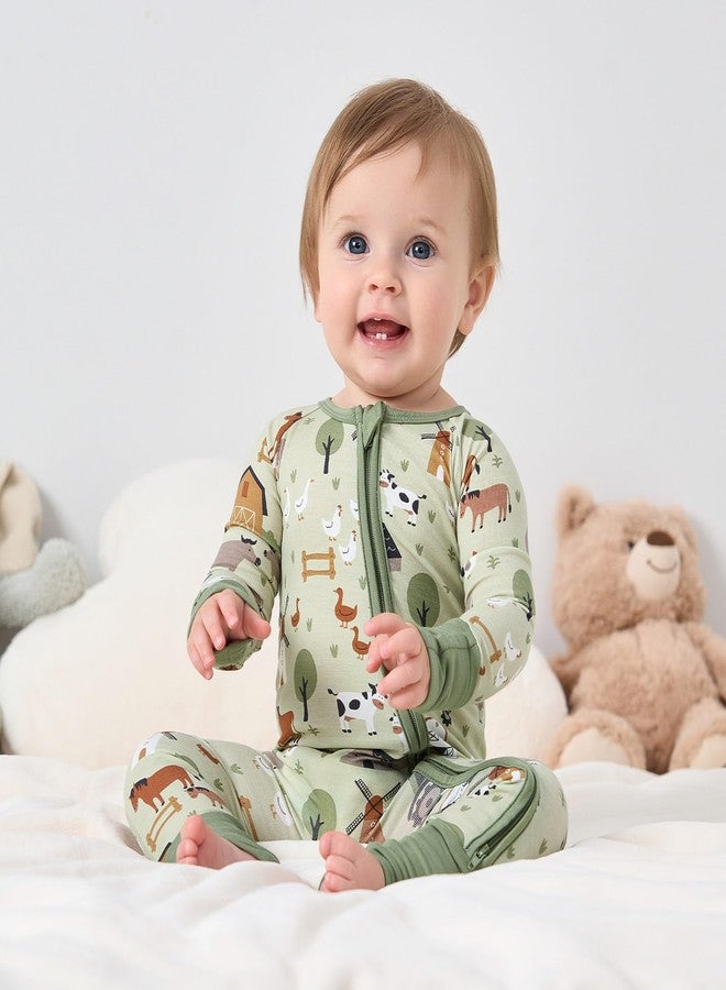 pureborn Baby Boys Sleeper Viscose from Bamboo Pajamas 2-Way Zipper Snug Fit Sleepwear Farm 3-6 Months - Image 3