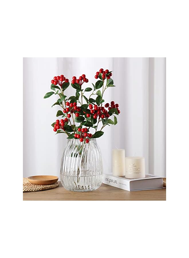 The Bros Clear Tall Vase,Large Clear Vases for Flowers,H-21cm Simple Striped Design for Home Floor Decor,Farmhouse Decor, Centerpiece Coffee Table Decorations(clear 21cm) - Image 3