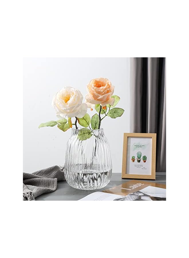 The Bros Clear Tall Vase,Large Clear Vases for Flowers,H-21cm Simple Striped Design for Home Floor Decor,Farmhouse Decor, Centerpiece Coffee Table Decorations(clear 21cm) - Image 2