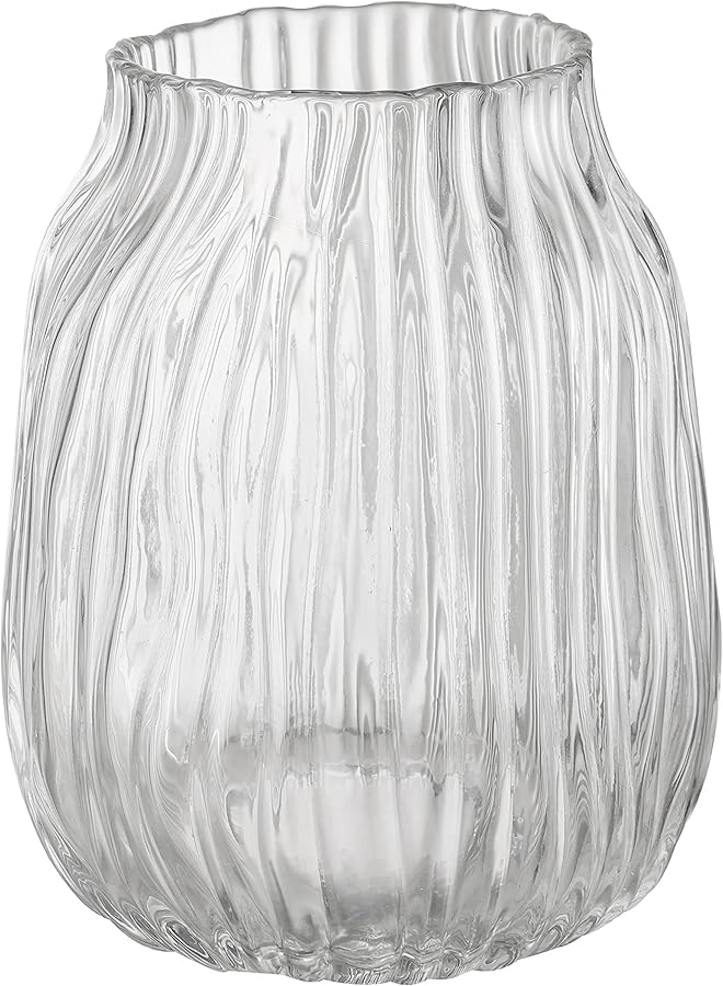 The Bros Clear Tall Vase,Large Clear Vases for Flowers,H-21cm Simple Striped Design for Home Floor Decor,Farmhouse Decor, Centerpiece Coffee Table Decorations(clear 21cm) - Image 1
