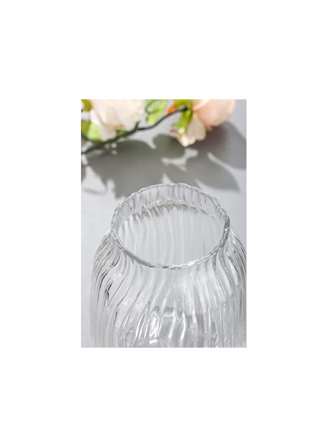 The Bros Clear Tall Vase,Large Clear Vases for Flowers,H-21cm Simple Striped Design for Home Floor Decor,Farmhouse Decor, Centerpiece Coffee Table Decorations(clear 21cm) - Image 5