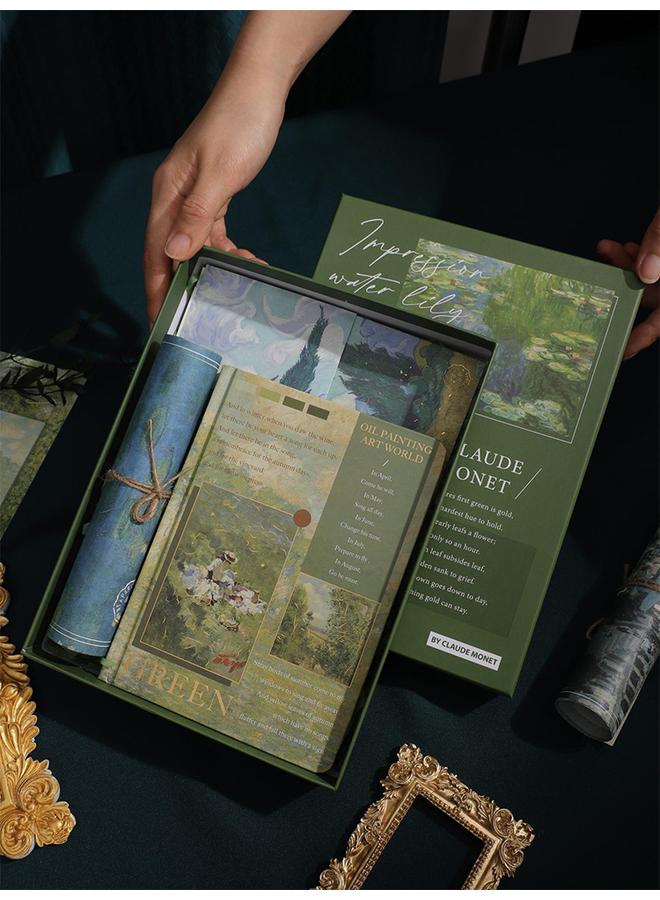 Bluejw Notebook Suit Gift Box Retro Oil Painting Hand Account Book Girl Literature And Art Journal For Primary School Children's Children's Day - Image 2