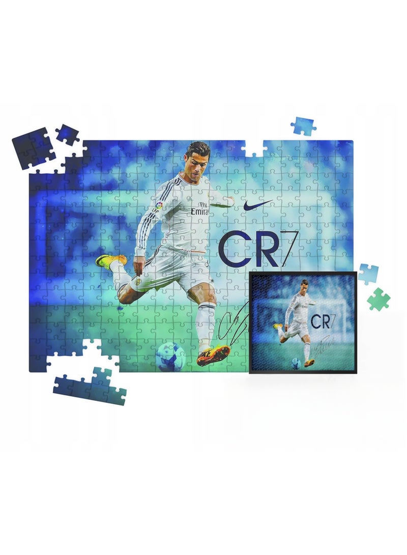 لغز كريستيانو رونالدو، لغز توقيع شخصية CR7 متعدد الألوان، لغز سطح الطاولة المزخرف بدقة، لغز 1000 قطعة، مجموعة مثالية - Image 3