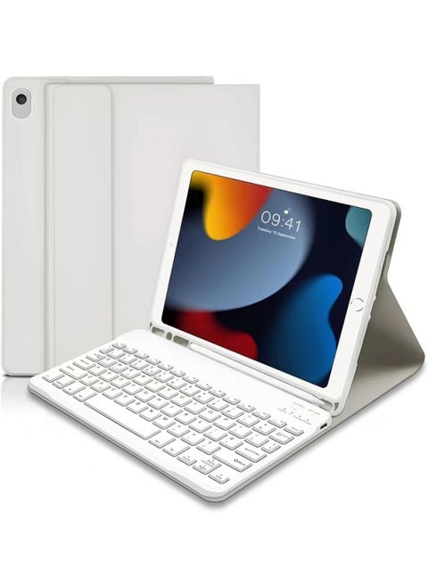 Bluetooth Keyboard Case For Ipad Pro 11 10.2 Air 4 Pencil Slot Mini 6 Leather Mouse Pad Protective Cover For Digital Computer-Color:Galaxy Gray + White Keyboard-Applicable Model:Ipad Pro 11inch 2024