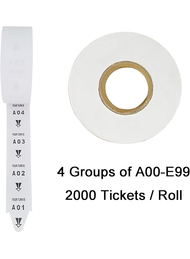 إيروريكس نظام استدعاء الطابور اللاسلكي، استدعاء قوائم تذاكر المطاعم، نظام انتظار المطاعم، موزع التذاكر، لفة 2000 تذكرة، 4 مجموعات من أرقام الانتظار من A01 إلى E99 - Image 3