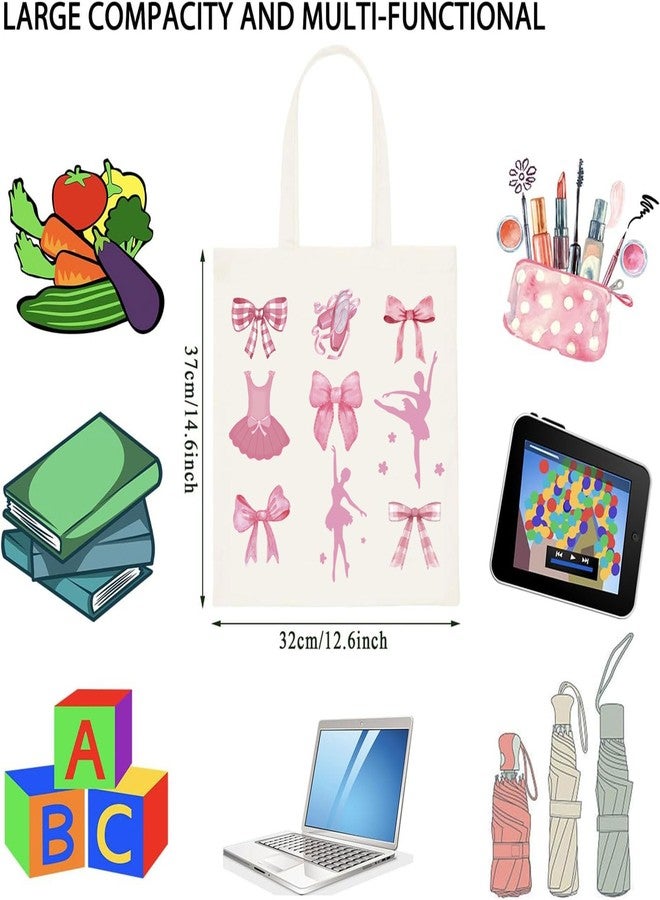 WCGXKO Ballet Dance Gift Dance Coquette Pink Bow Tote Bag Dancer Trendy Gift Dance Lover Ballet Dancing Gift (Ballet Bow T) - Image 2