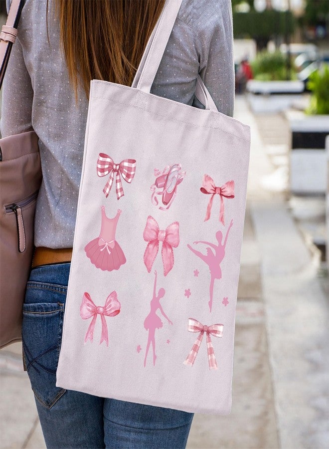 WCGXKO Ballet Dance Gift Dance Coquette Pink Bow Tote Bag Dancer Trendy Gift Dance Lover Ballet Dancing Gift (Ballet Bow T) - Image 5