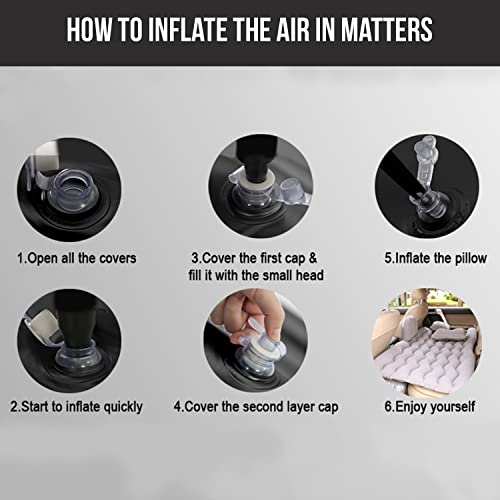 Casago A2 Multifunctional Inflatable Car Bed Mattress Universal Car Back Seat for Baby Travel Air Inflation with Two Air Pillows, Car Air Pump and Repair Kit (Grey) - Image 5