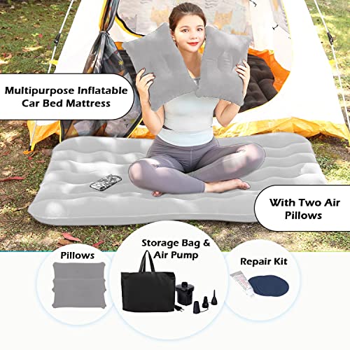 Casago A2 Multifunctional Inflatable Car Bed Mattress Universal Car Back Seat for Baby Travel Air Inflation with Two Air Pillows, Car Air Pump and Repair Kit (Grey) - Image 2