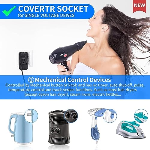 DOACE 2000W 220V to 110V Travel Voltage Converter for Hair Dryer/Straightener Curling Iron Electrical Kettle Toothbrush Shaver Laptop Cell Phone Camera, 10A Power Plug Adapters US to EU/UK/AU/Asia - Image 5