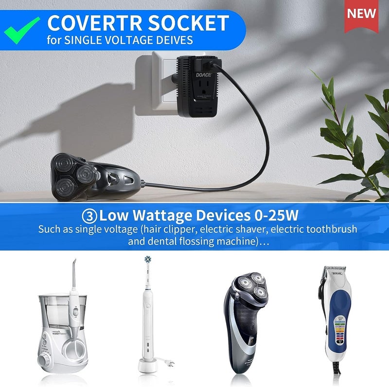 DOACE 2000W 220V to 110V Travel Voltage Converter for Hair Dryer/Straightener Curling Iron Electrical Kettle Toothbrush Shaver Laptop Cell Phone Camera, 10A Power Plug Adapters US to EU/UK/AU/Asia - Image 4