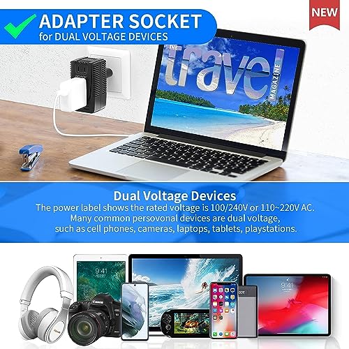 DOACE 2000W 220V to 110V Travel Voltage Converter for Hair Dryer/Straightener Curling Iron Electrical Kettle Toothbrush Shaver Laptop Cell Phone Camera, 10A Power Plug Adapters US to EU/UK/AU/Asia - Image 2
