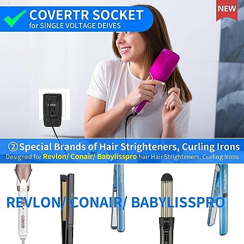 DOACE 2000W 220V to 110V Travel Voltage Converter for Hair Dryer/Straightener Curling Iron Electrical Kettle Toothbrush Shaver Laptop Cell Phone Camera, 10A Power Plug Adapters US to EU/UK/AU/Asia - Image 3