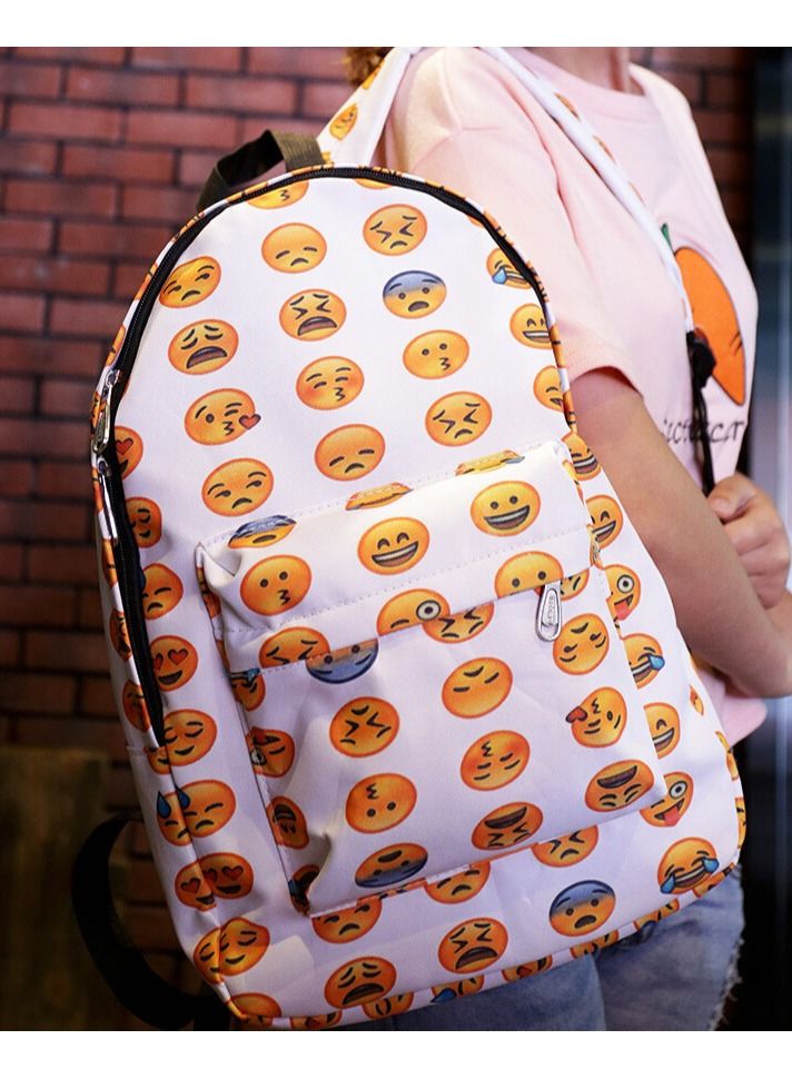 High Quality Women Canvas Backpacks Smiley Printing School Bag For Teenagers Girls Shoulder Bag. - Image 1