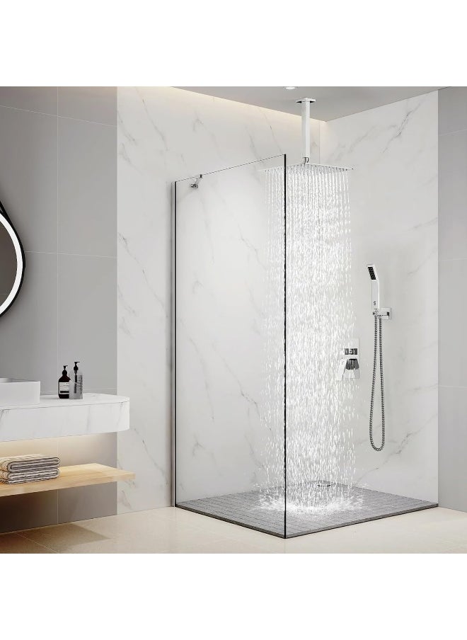 Generic - SR SUN RISE 12 Inch Ceiling Mounted Shower System Rain Mixer Shower Combo Set Rainfall Shower Head System Polished Chrome Shower Faucet Rough-in Valve Body and Trim Included - Image 1
