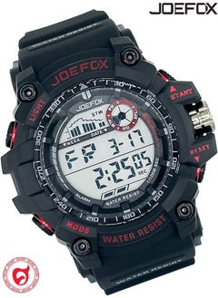 Digital Waterproof 3 ATM  Military Classical Sports Watch for Men Multifunction Luminous Display LED Backlight Watch Dual Time Shock Resist Watch Red Black