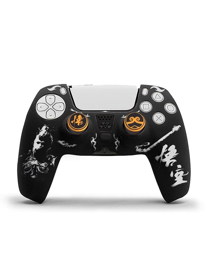 Wukong Theme PS5 Controller Silicone Protective Case, with Anti-Shock and Anti-Scratch Properties Comes, with Thumbstick Caps, Black Myth Wukong Skin Friendly Gamepad Protective Sleeve - Black - Image 4