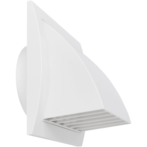 Repa Market 4 Inch White Dryer Vent Hood/Duct Cover for Walls or Ceiling/ABS Plastic Protection Hood With Rain Cover and Backdraft Damper/Exhaust and Dryer Vent Covers for Indoor & Outdoor Use - Image 1