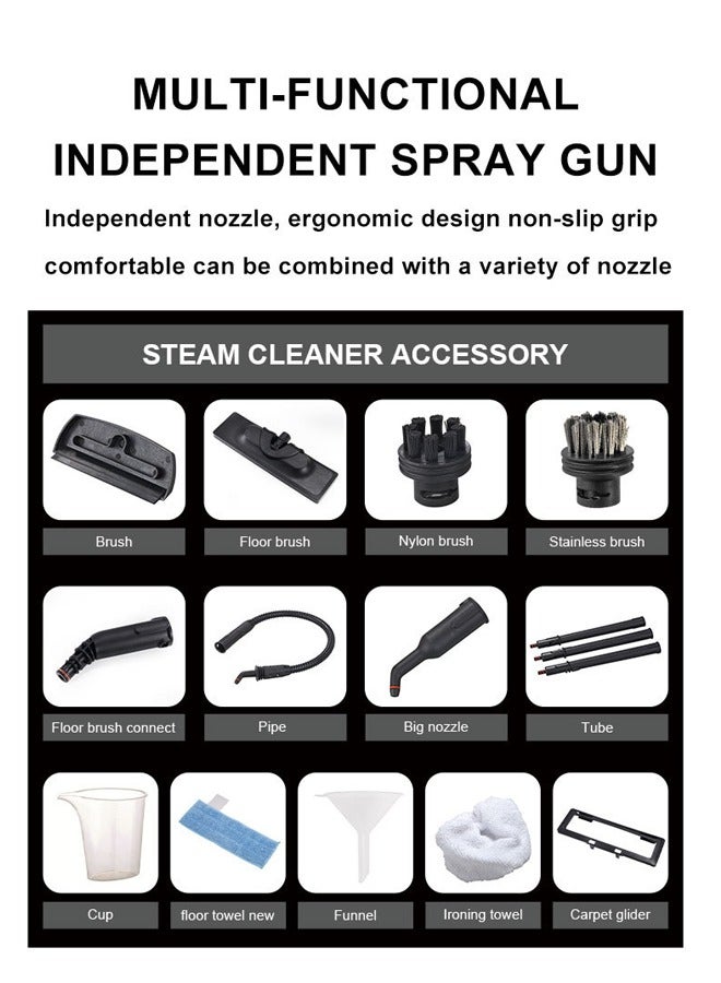 سوكاني يده البخار الأنظف ، 1200 واط متعددة الأغراض يده ضغط البخار الأنظف مع 13 قطعة التبعي و قفل أمان ، مثالية لإزالة وصمة عار ، الستائر ، مقاعد السيارة ، الطابق ، السجاد ، نافذة تنظيف ، سك-11047 - Image 4