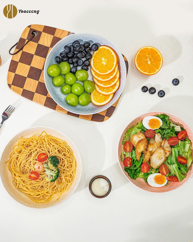 Yeacccng Pasta Bowls Set of 6, 8.7 Inch 39 Oz Colorful Reactive Glaze Ceramic Bowls, Modern Farmhouse Style, Lead-Free Cadmium-Free, Dishwasher Microwave Oven Safe, Scratch-Resistan (6 Colorful) - Image 3