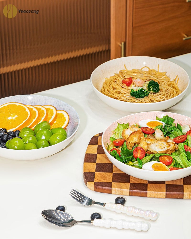 Yeacccng Pasta Bowls Set of 6, 8.7 Inch 39 Oz Colorful Reactive Glaze Ceramic Bowls, Modern Farmhouse Style, Lead-Free Cadmium-Free, Dishwasher Microwave Oven Safe, Scratch-Resistan (6 Colorful) - Image 5