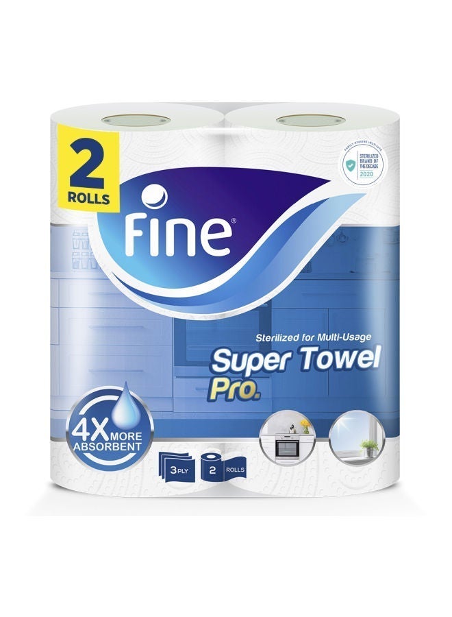 Fine 3 Ply Super Kitchen Rolls, Pack Of 2, 2'S 3PLY
