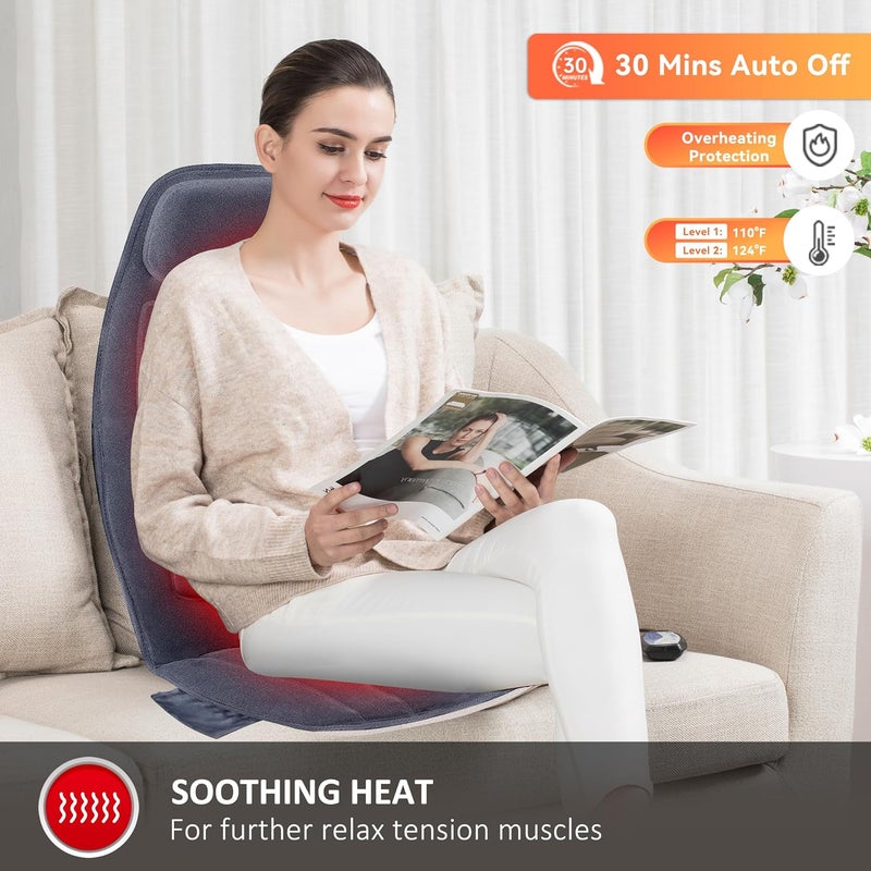 Snailax Massage Seat Cushion with Heat  Extra Memory Foam Support Pad in Neck and Lumbar10 Vibration Massage Motors 2 Heat Levels Back Massager Chair Pad for Back - Image 3