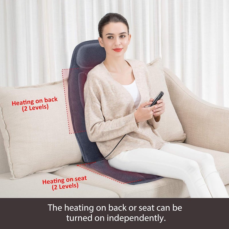 Snailax Massage Seat Cushion with Heat  Extra Memory Foam Support Pad in Neck and Lumbar10 Vibration Massage Motors 2 Heat Levels Back Massager Chair Pad for Back - Image 4