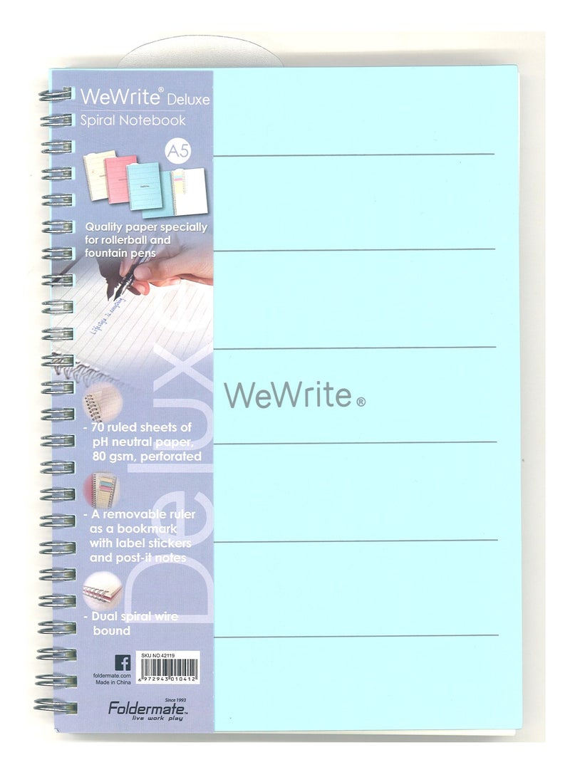 Foldermate 3-Piece A5 Size Deluxe Spiral Notebook 70 Sheets Multicolour - Image 3