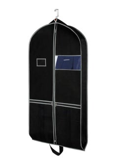 Garment Bag Suit Bag with PVC Card Holder Garment Cover Bag for Hanging Clothes Dress Bag Covers Dustproof Garment Cover Bag Clothes Cover Bags Protector for Closet Storage Coats, Robe, Shirts, Dress(Black)
