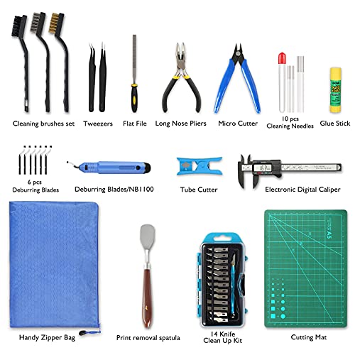 YEETIN 45 Pieces 3D Printer Tools Kit, 3D Printing Accessory Includes Deburring Tool, Digital Caliper, Art Knife Set, Tube Cutter, Storage Bag Suitable for 3D Print Removing, Cleaning, Finishing - Image 2