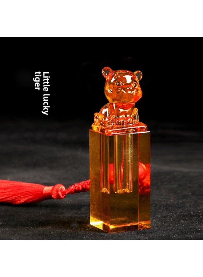 Fetal Hair Souvenir Fetal Hair Seal Umbilical Belt Seal Diy Making Crystal Glaze Zodiac Dragon Baby Navel Hundred Days Ceremony-Color:Liuli Xiaofuhu (all Engravings Are Free)  - Image 1