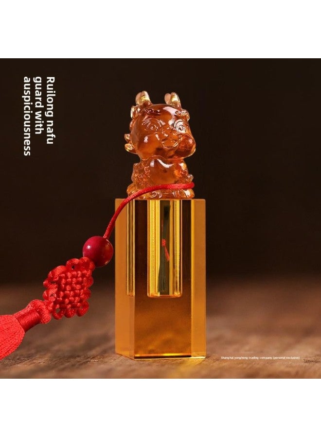 Fetal Hair Souvenir Fetal Hair Seal Umbilical Belt Seal Diy Making Crystal Glaze Zodiac Dragon Baby Navel Hundred Days Ceremony-Color:Liuli Xiaofuhu (all Engravings Are Free)  - Image 5