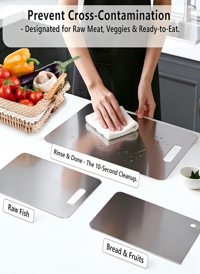 FlamingoCasa Dorm Room Kitchen Essentials 3-Piece Stainless Steel Cutting Boards, Space Saving & Easy Clean for Small Apartments - Image 3
