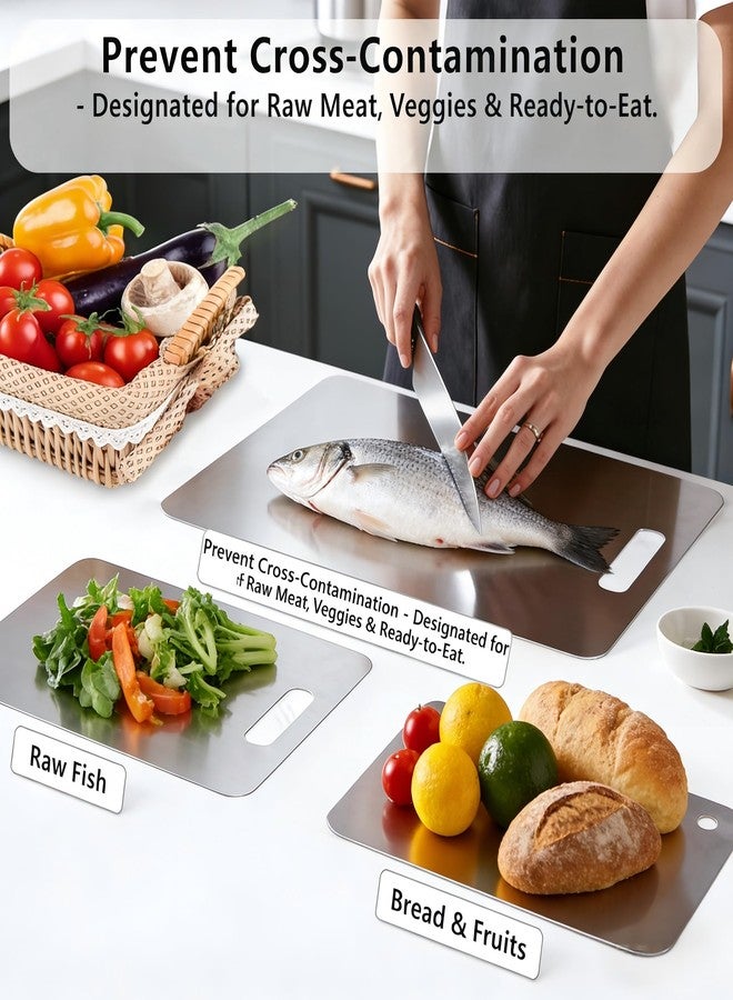FlamingoCasa Dorm Room Kitchen Essentials 3-Piece Stainless Steel Cutting Boards, Space Saving & Easy Clean for Small Apartments - Image 2