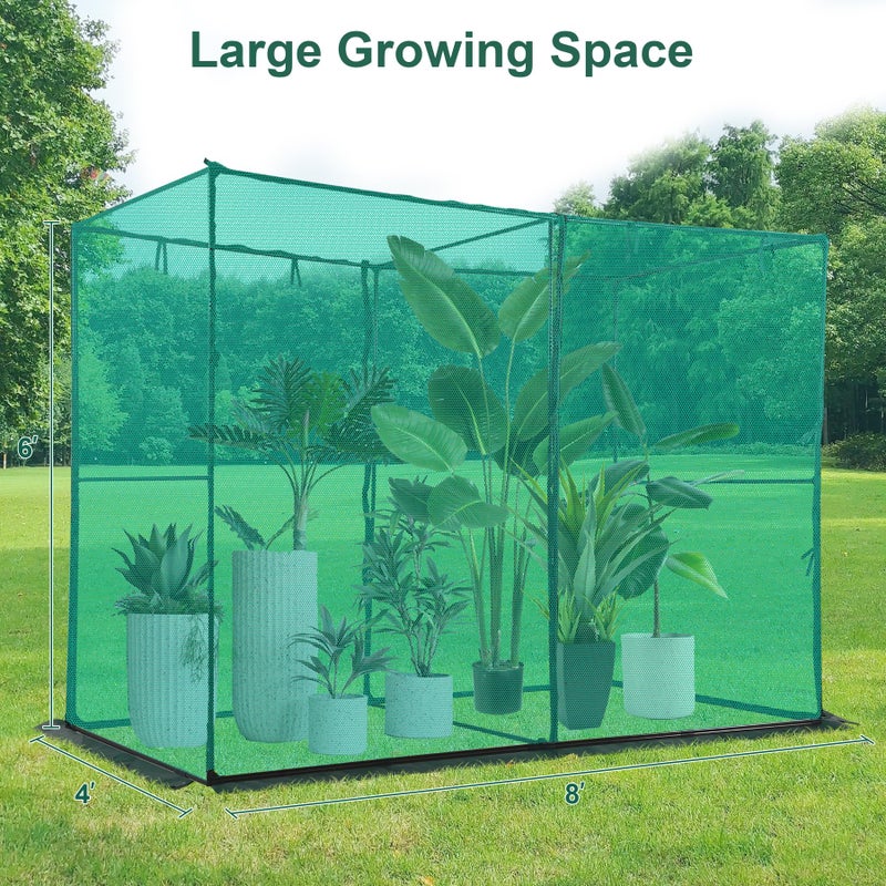 Toriexon Crop Cage Plant Protection Tent 4 x 8 x 6 Feet, Easy to Install Protection Garden Cages, Crop Cages with Storage Bag Suitable for Garden Patio Lawn - Image 3