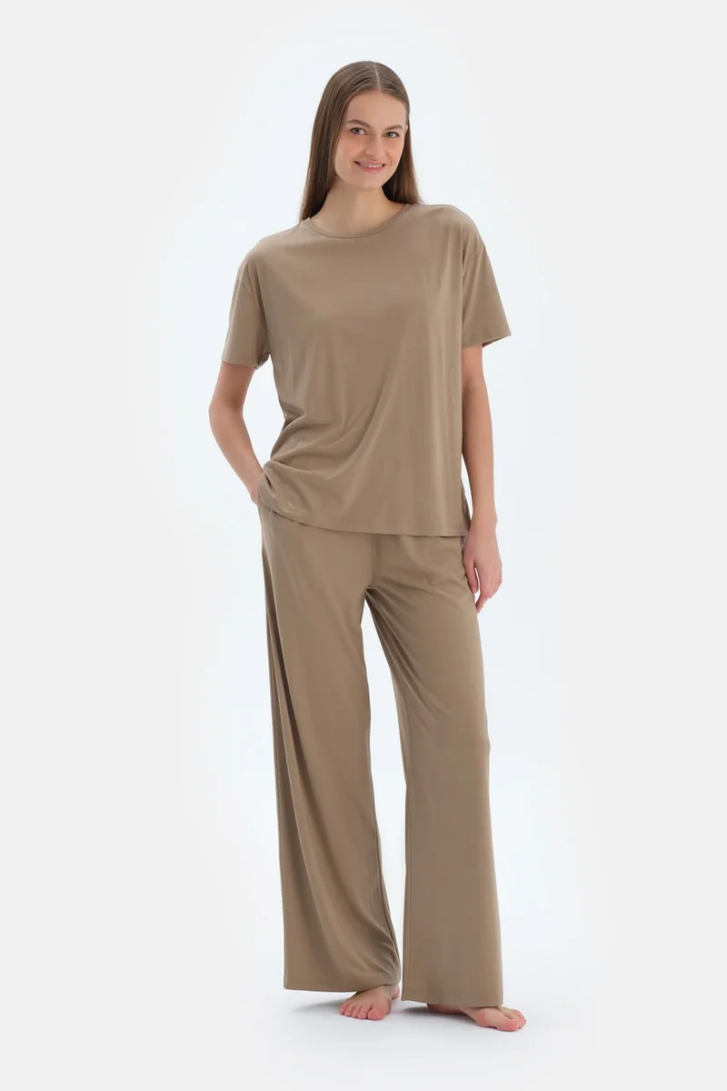 dagi Milky Coffee Pocket Basic Modal Trousers