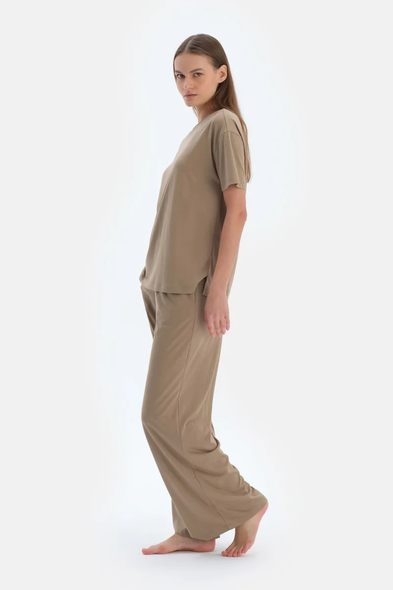 dagi Milky Coffee Pocket Basic Modal Trousers