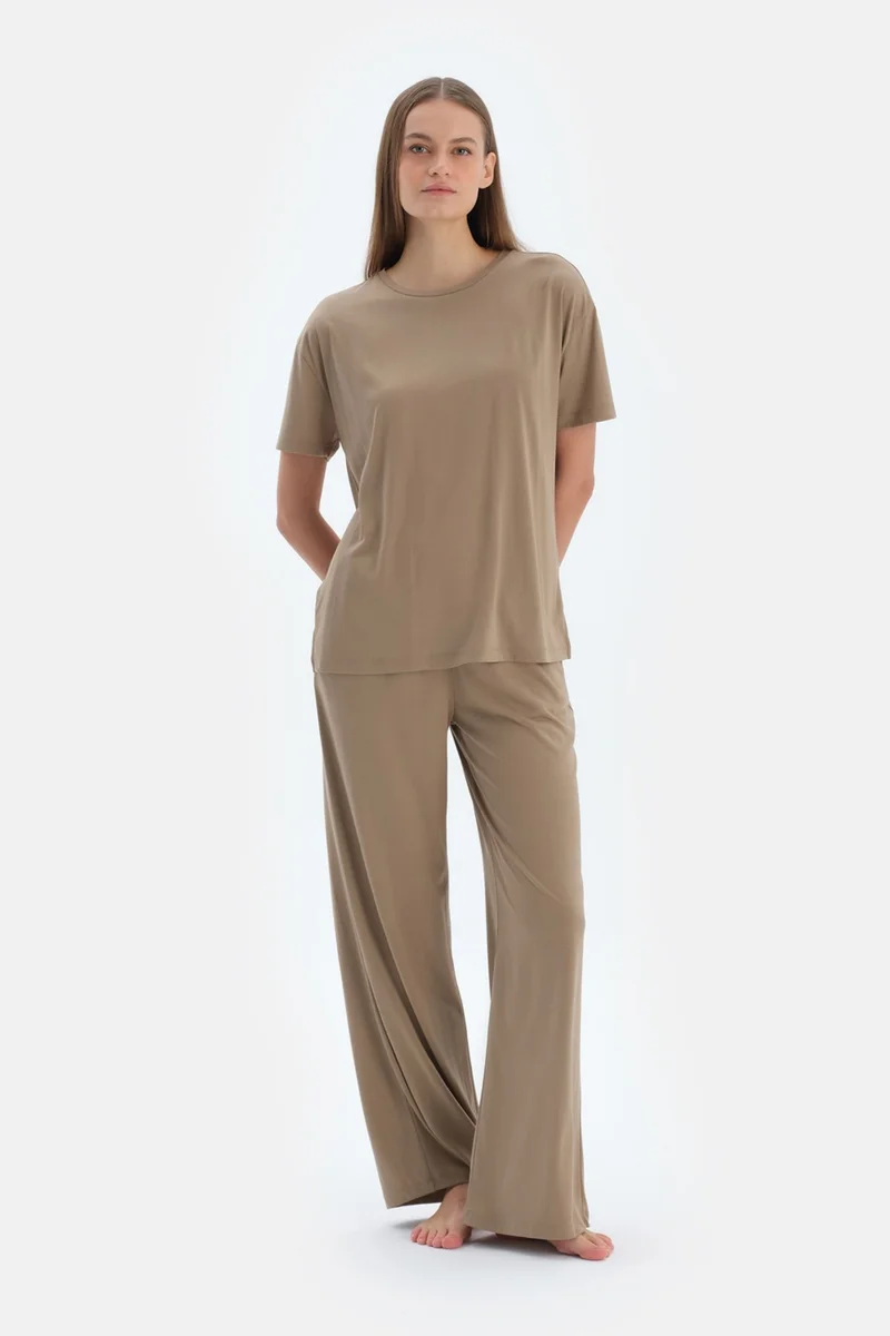 dagi Milky Coffee Pocket Basic Modal Trousers