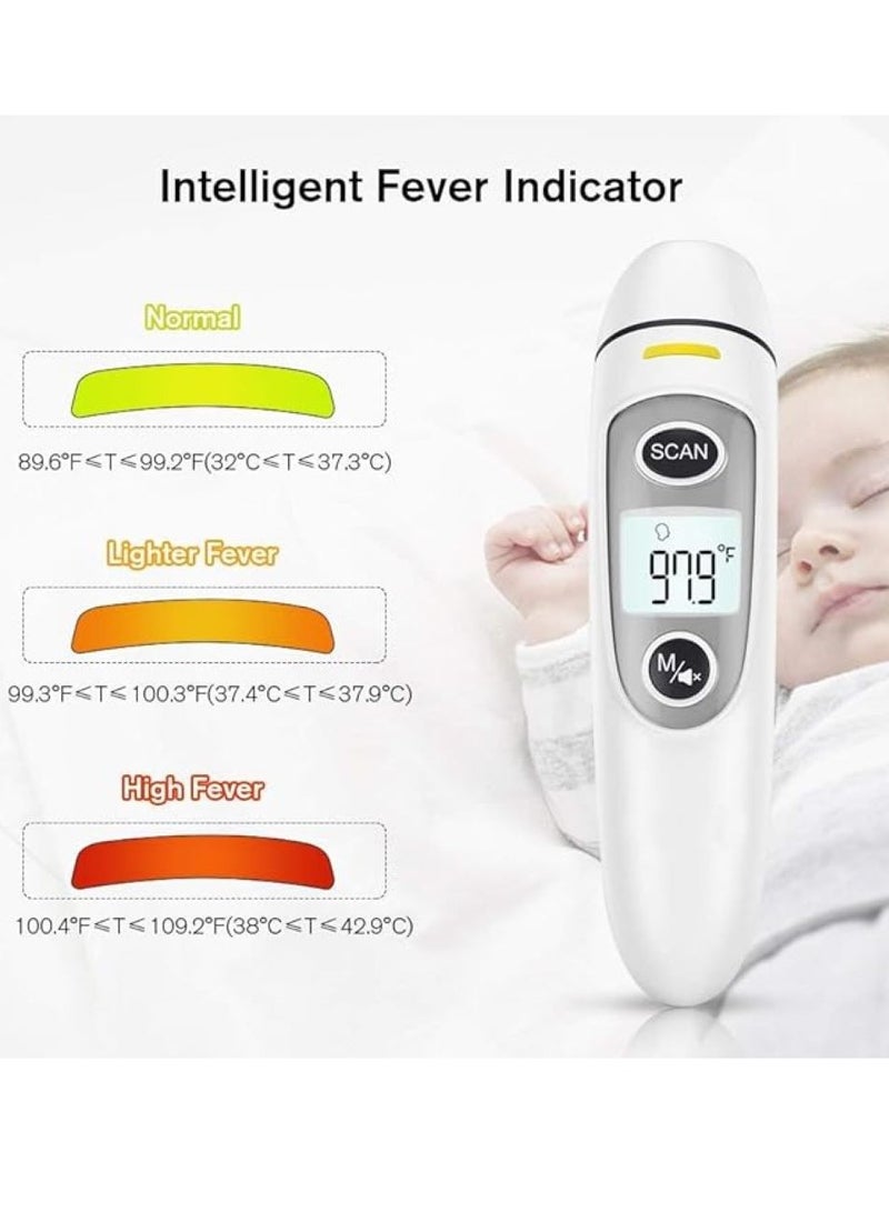 يوريفو ترمومتر الجبين والأذن للبالغين والأطفال والرضع ، ميزان حرارة رقمي بدون لمس بالأشعة تحت الحمراء ، مع شاشة LCD ، استدعاء الذاكرة ، إنذار الحمى ، إيقاف التشغيل التلقائي ، أبيض ، 39 * 27.3 * 160mm - Image 2