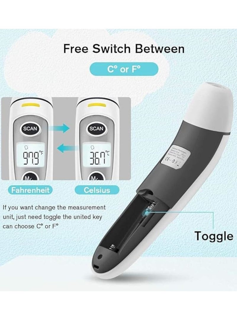 يوريفو ترمومتر الجبين والأذن للبالغين والأطفال والرضع ، ميزان حرارة رقمي بدون لمس بالأشعة تحت الحمراء ، مع شاشة LCD ، استدعاء الذاكرة ، إنذار الحمى ، إيقاف التشغيل التلقائي ، أبيض ، 39 * 27.3 * 160mm - Image 3