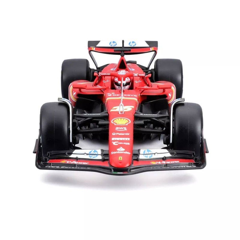Bburago مجموعة ببراغو للسباقات F1 2024 فيراري SF-24 #16 شارل لوكليرك من المعدن المصبوب مع خوذة (1:24، 42 قطعة، أحمر) - Image 2