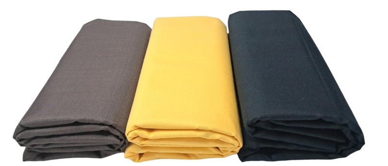MAMRAJ Men's Solid Premium Unstitched Cotton Blend || 2.5M || Fabric For Shirt ( Formal, Casual Wear.) Set of 3 Shirt (DarkBrown - Yellow -Black) - Image 1